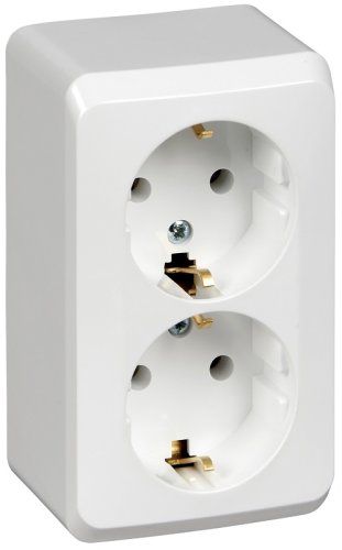 Розетка с заземлением накладная Systeme Electric Этюд 2-м. белый картинка